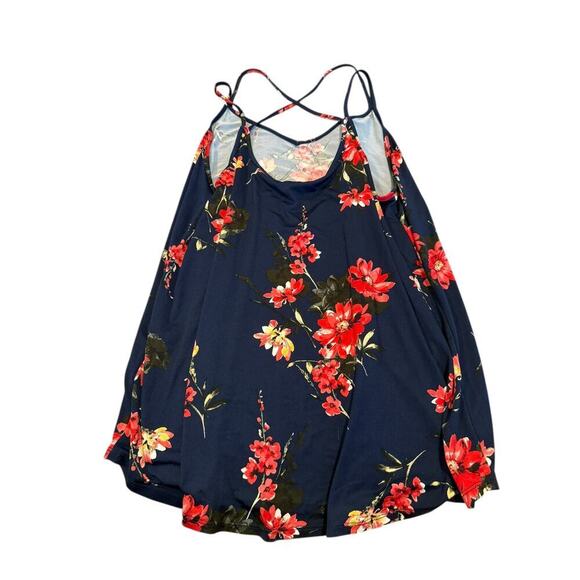 NWT Papermoon Women's Navy Floral Basima Back Detail Tank Top Size 1X - Picture 4 of 5